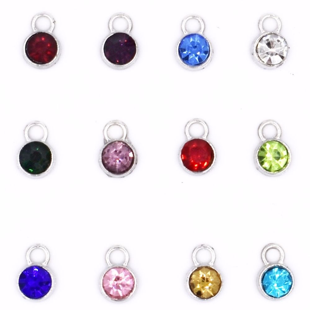 2020 MIXED Stainless Steel 12 Month Birthstone Charms Pendant For DIY