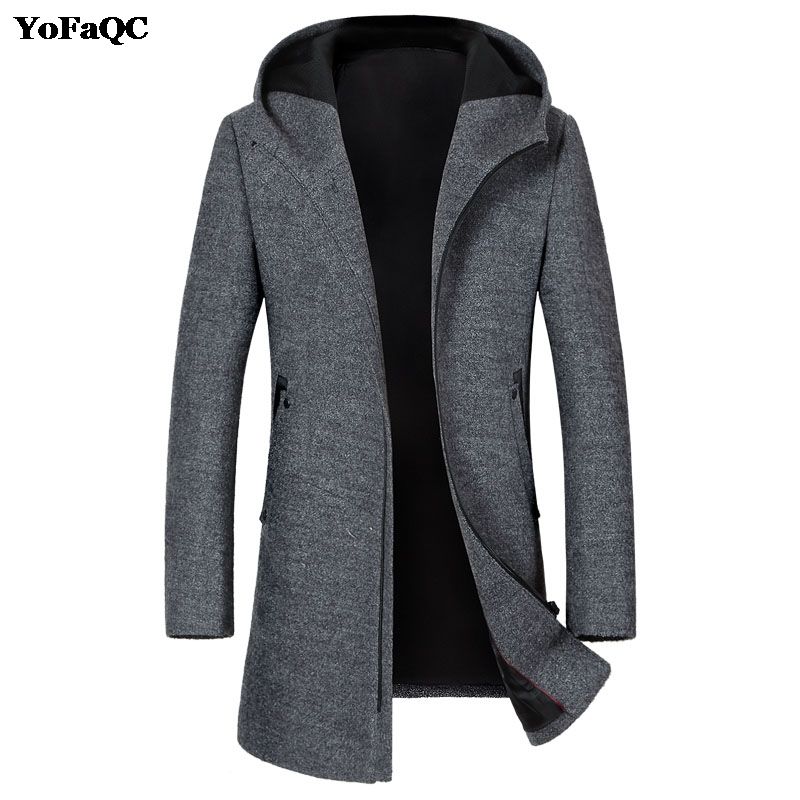 Compre YoFaQC Nova Moda Casaco Alongado Simples De Luxo Casaco Com Capuz Masculino Cor Sólida De Alta Qualidade Dos Homens Casacos Longo Trench Outerwear De Southj, $764,85 | Pt.Dhgate.Com