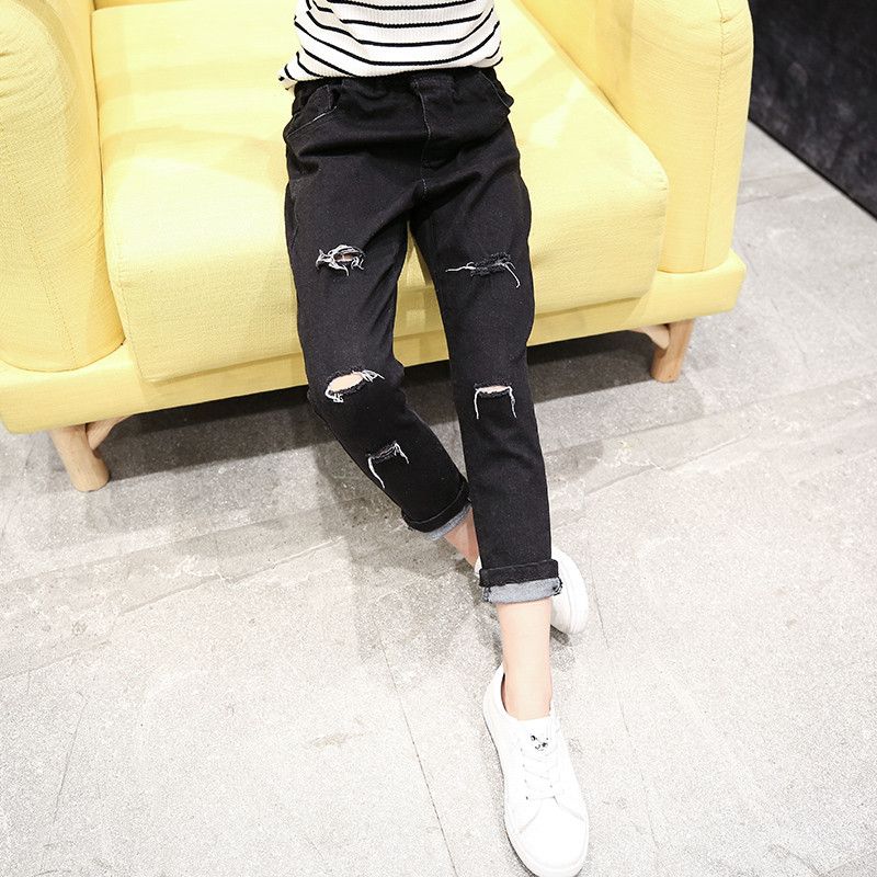 Compra Jeans Negros De Primavera Y El Otoño De 2017 Para Niñas Pantalones  Rasgados De Moda Pantalones Flacos De Moda Para Adolescentes Niñas  Pantalones Vaqueros De Mezclilla Barato | Entrega Rápida Y