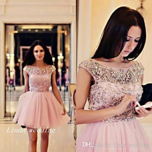 Compra Moda Rosa De Tul Vestidos De Graduación Para Octavo Grado Puffy  Bling Crystal Abalorios Corto Vestido De Fiesta Vestido De Fiesta Barato |  Entrega Rápida Y Calidad | Es.Dhgate