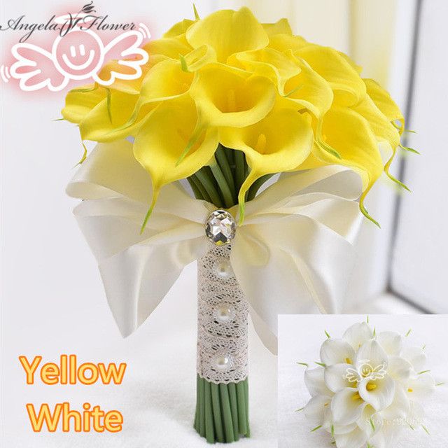 2019 Hi Q Vivid Real Touch Pu Calla Lily Wedding Flower Lace Pearl