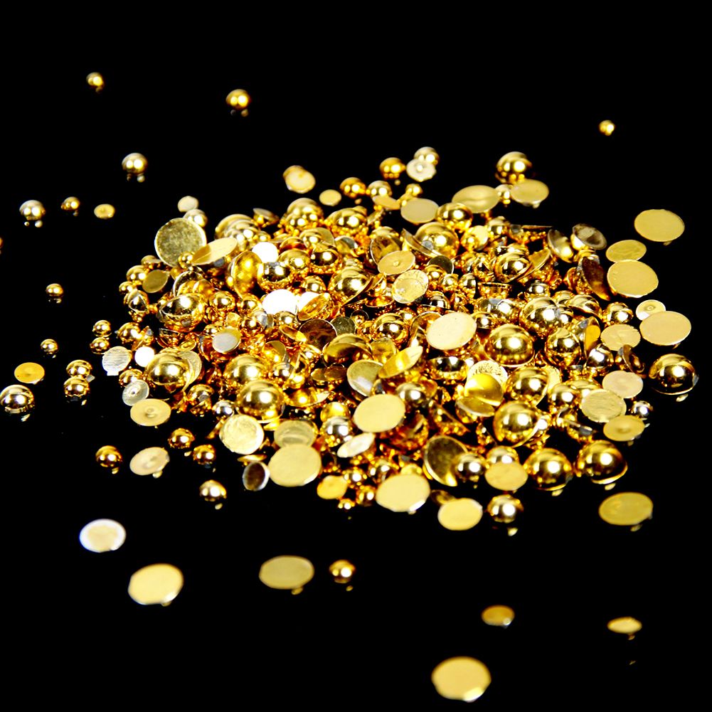 2 5mm And Mixed Sizes Gold Resin Half Round Craft Abs Nail Pearls