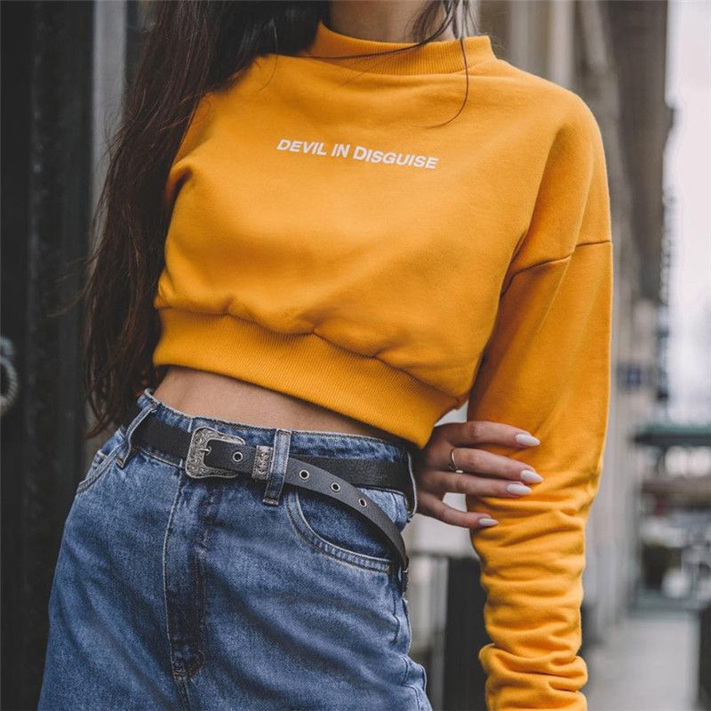 Compra Sudadera Con Capucha Camisetas Mujer Ropa Suéter Crop Tops Mujer  Sudadera Con Capucha Blusa Invierno Verano Amarillo Negro Gota Atractiva  Envío Barato | Entrega Rápida Y Calidad | Es.Dhgate