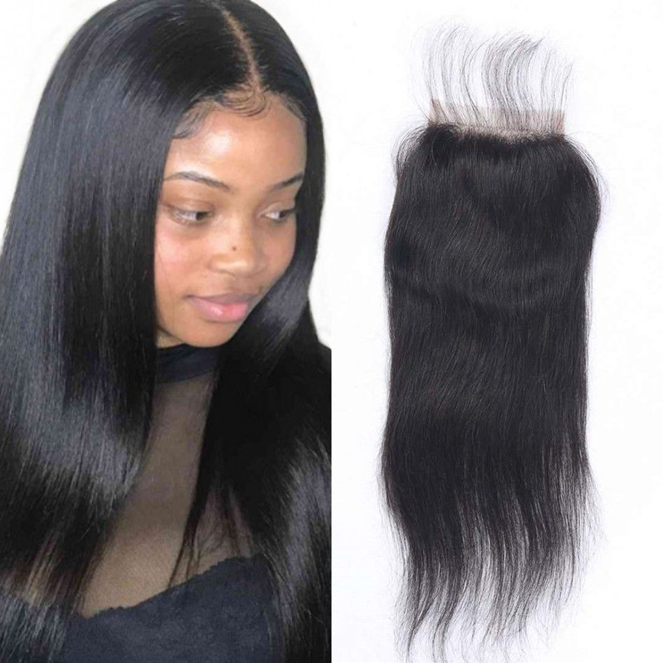 Mongolian Virgin Hair Lace Closure Remy Human Hair Cheap Natural Straight Closure With Baby Hair Ping Cheap Lace Closure Piece Sew In Weave Closure