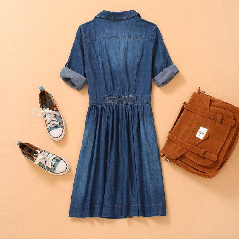 Ladys Denim One Piece Dress Fashion 