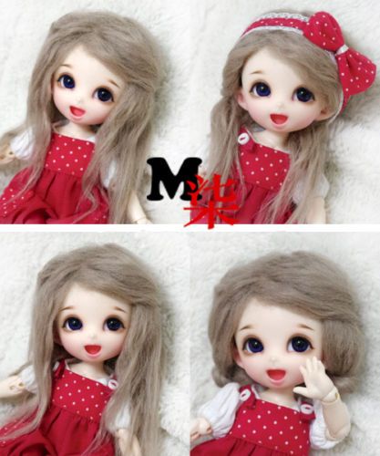 5-6" 14cm BJD fabric fur wig Black mid-length for AE PukiFee lati 1/8 Doll