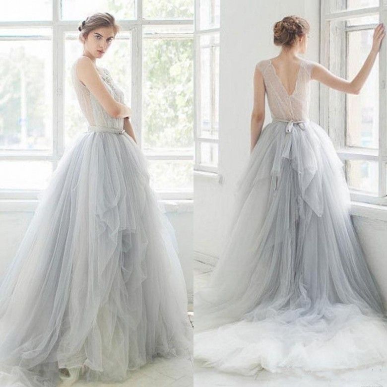 dusty blue wedding dress