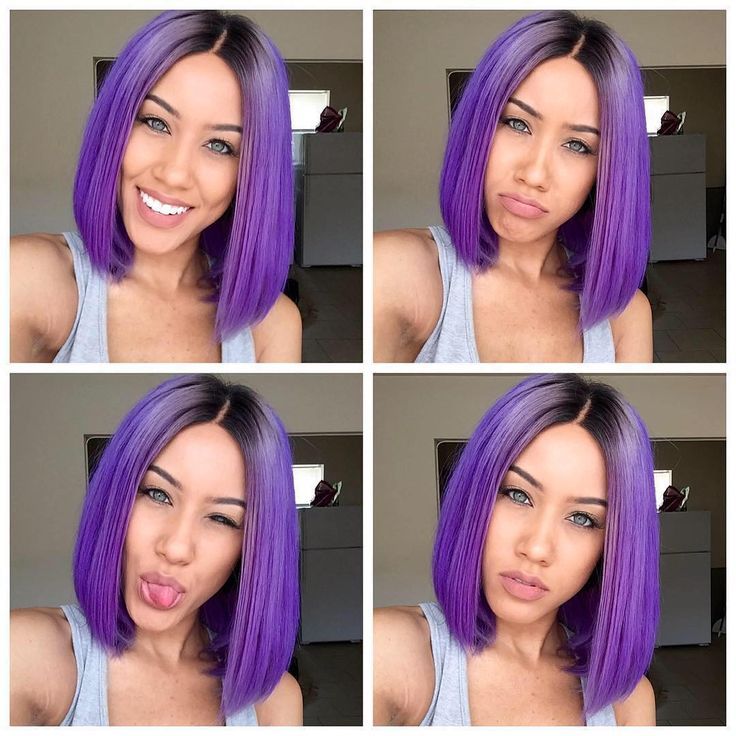 Two Tone Purple Full Lace Wigs With Baby Hair Ombre Lace Front