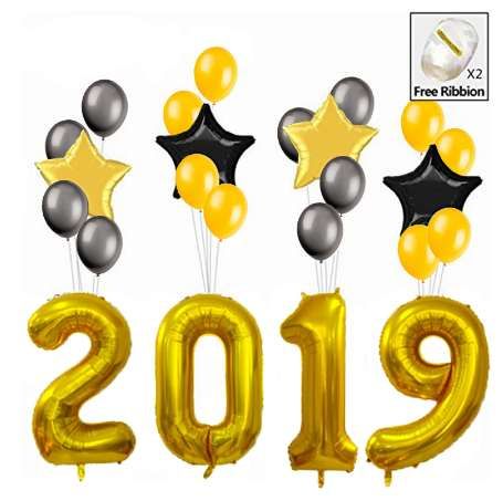 Gold Mylar Foil Number Balloons 40" 2019 Anniversary Graduation Birthday Decor