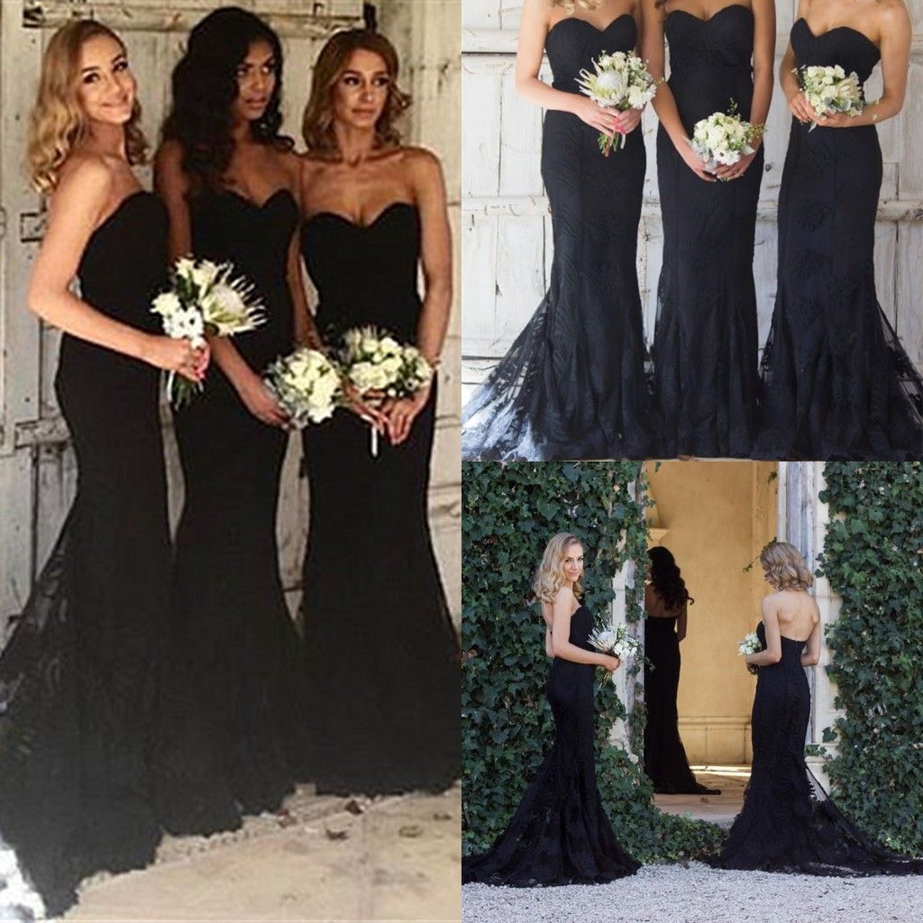 black lace bridesmaids dresses