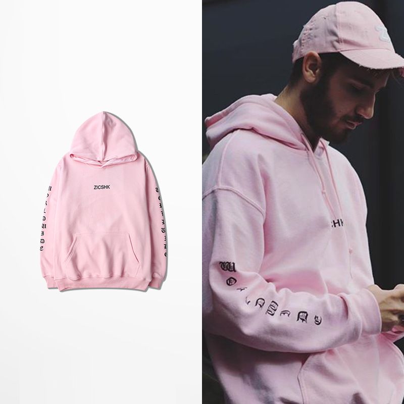 male pink hoodie