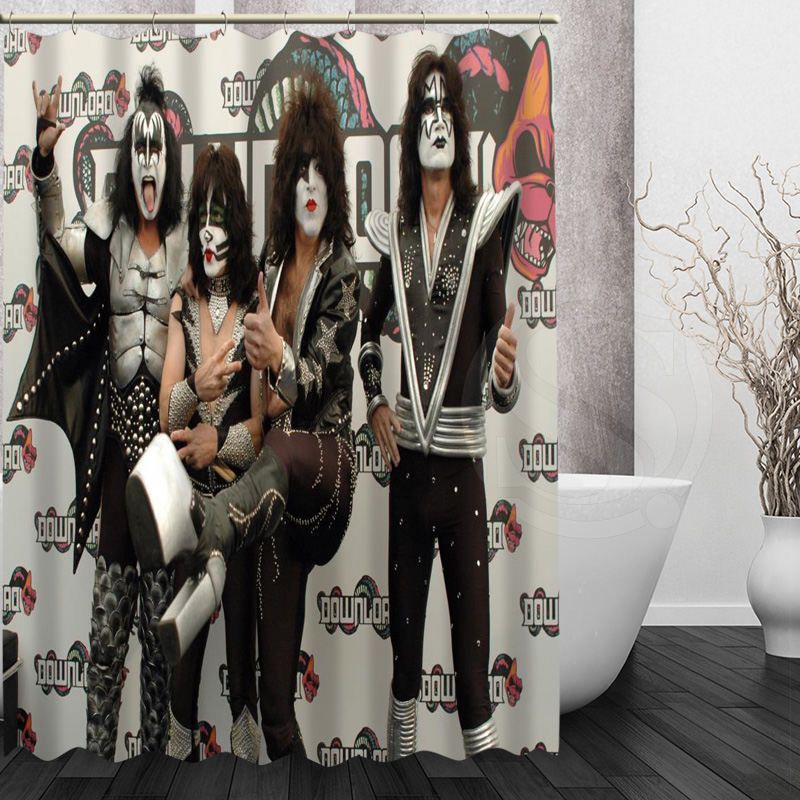 2019 Kiss Band Custom Shower Curtain Waterproof Fabric Bath