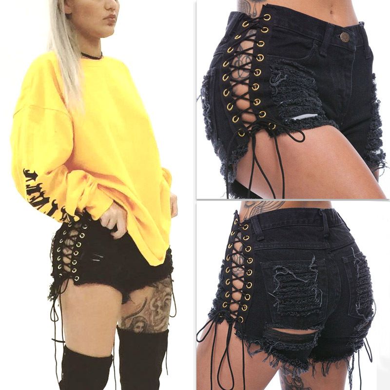 high waisted tie up shorts