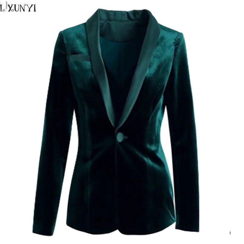 Green velvet blazer ladies Clearance