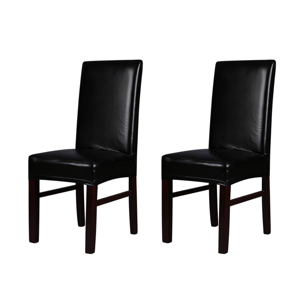 H19927b Black One Piece Pu Leather Stretchable Dining Chair Back