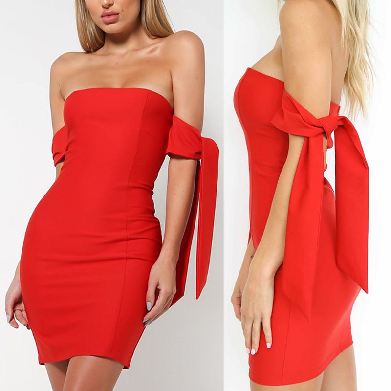 fitted red dress with sleeves