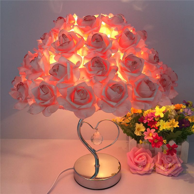 2019 European Crystal Table Lamp Rose Flower Night Light Bedside European Crystal Table Lamp Rose Flower Night Light Bedside Home Wedding Party Decor Decoration Lights Indoor Lighting