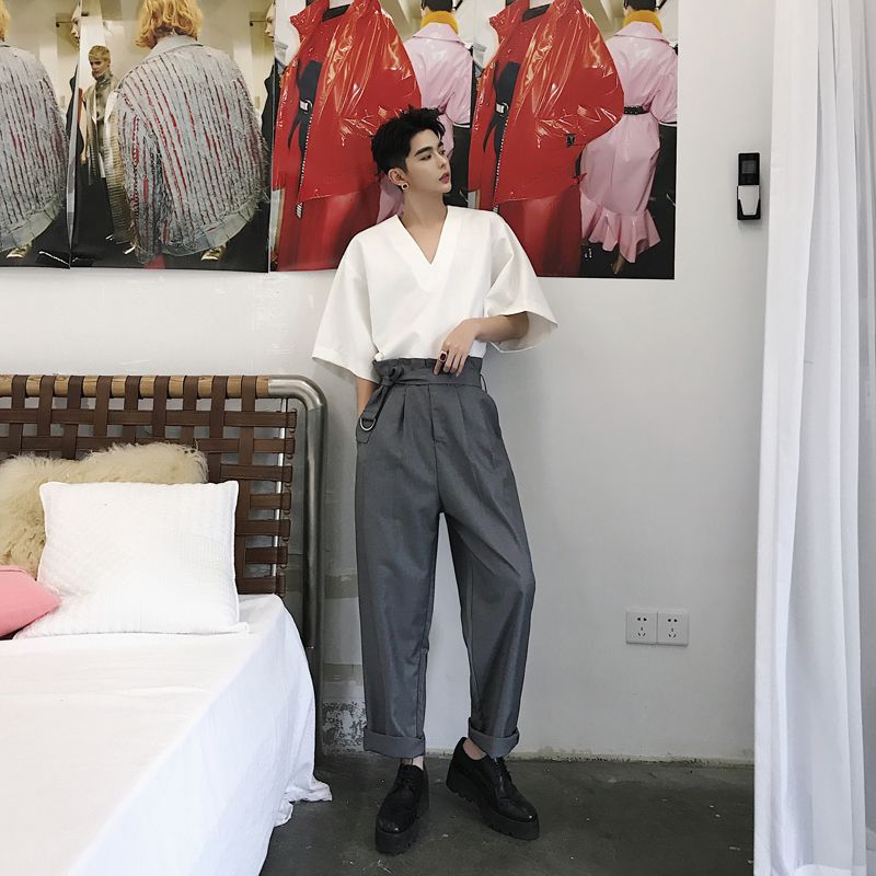 high waisted baggy trousers