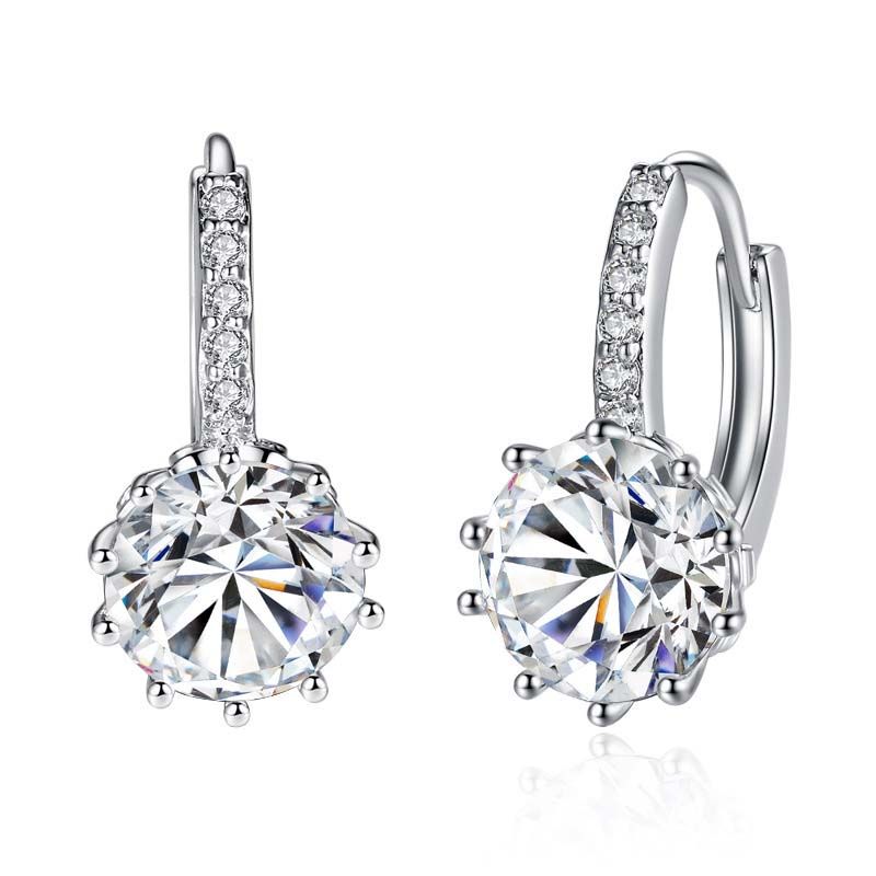 Ear Stud Earrings for Women Round with Cubic Zircon Flower Stud Earrings Women Jewelry Gift 