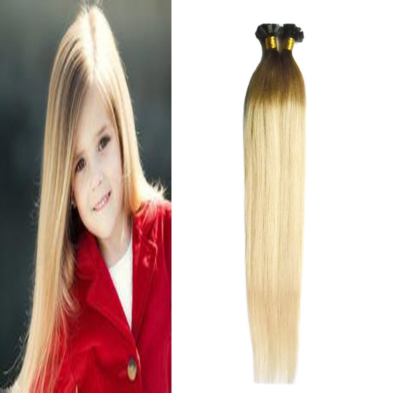 T2 613 Blonde Rey Ombre Human Hair Nail Flat Tip Hair Extension
