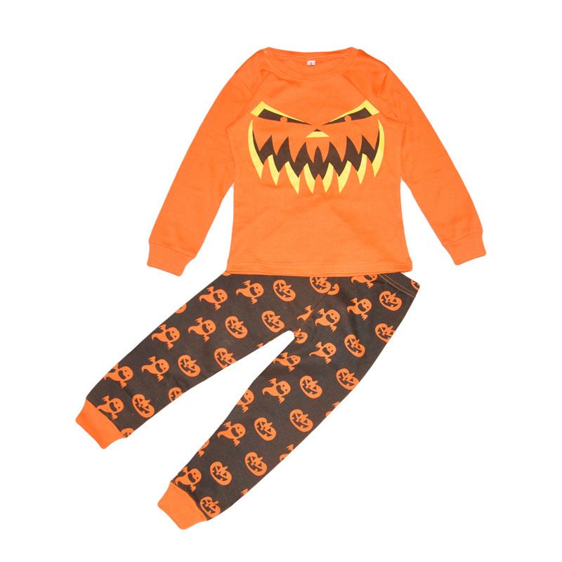 US Halloween Dress Kid Baby Girl Fly-Sleeve Pumpkin Dress Party Clothes Autumn