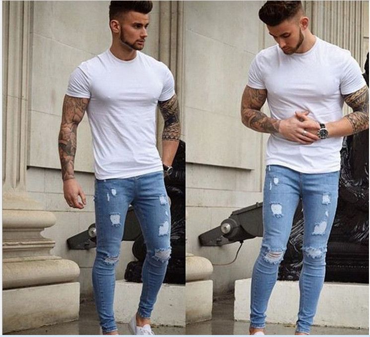 Grosshandel Europa Und Amerikanische Manner Enge Jeans Tragen Gebrochen Weiss Gewaschene Dunne Grosse S M L Xl 2xl 3xl Von Kaluolindecoration 17 66 Auf De Dhgate Com Dhgate