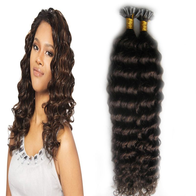 Curly U Tip Hair Extensions 100s 2 Darkest Brown 100g Pre Bonded