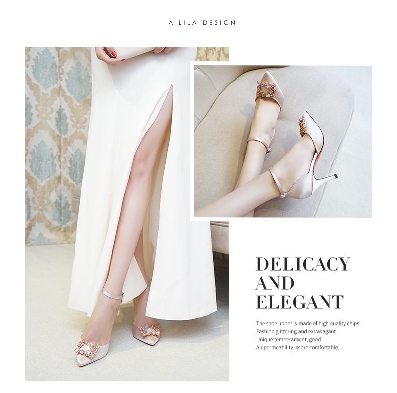 Anniv Coupon Below] Champagne Stiletto Heel Silk Wedding Shoes For Bride  Beaded Luxury Designer Heels Poined Toe Rhinestones Bridal Shoes With  Buckle 2437 From Erdft01, $52.71