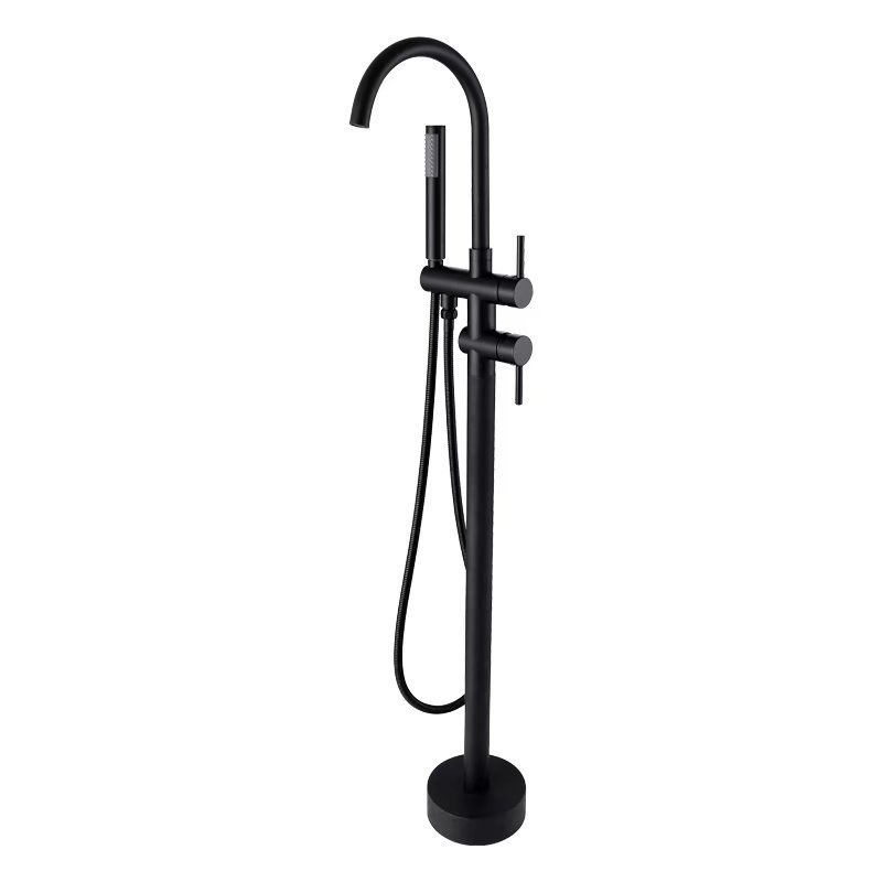 2020 Rolya Round Style Matte Black Free Mounted Bathtub Faucets