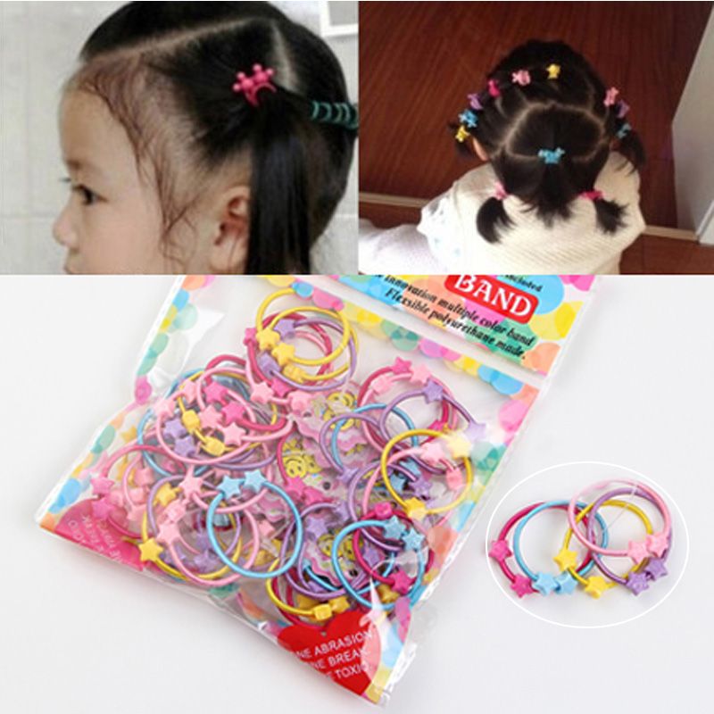 1pack Little Girl Hair Accessories Cute Candy Colors Elastic Hair