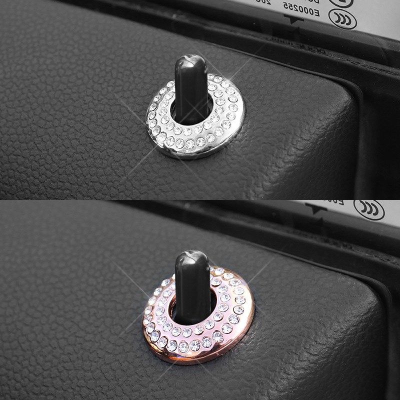 Bling Bling Car Interior Window Door Lock Pin Decorative Crystals Sticker Universal For Mini Cooper Jcw One S Clubman Country Cute Car Accessories