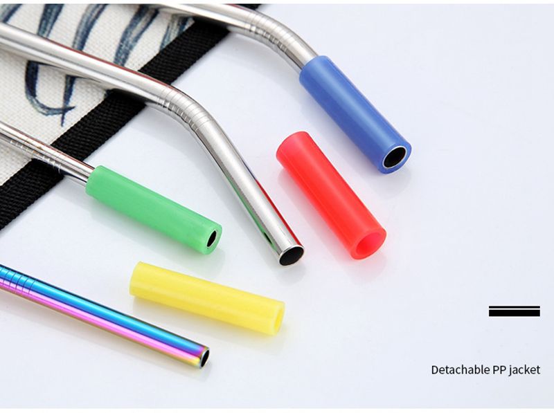 2020 Stainless Steel Drinking Straw Covers Reusable Silicone Cover