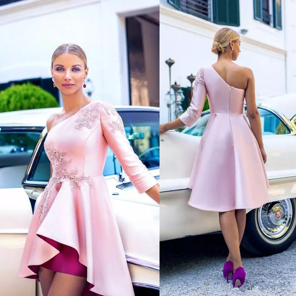 pink satin cocktail dress