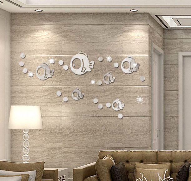 Modern Fish 3D Mirror Wall Sticker Removable Acrylic Wall Decals Home Decor US