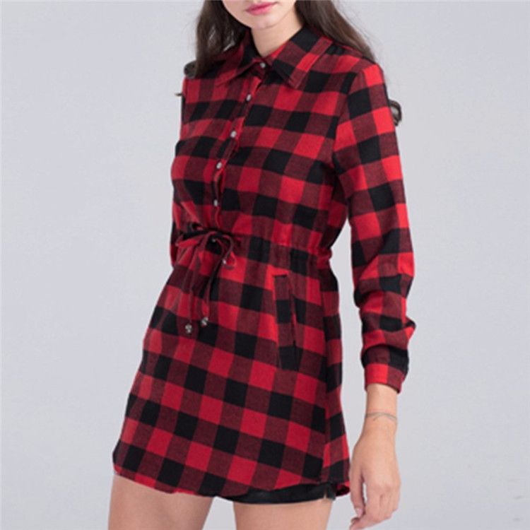 long sleeve check dress