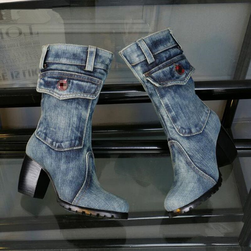 blue denim boots ladies