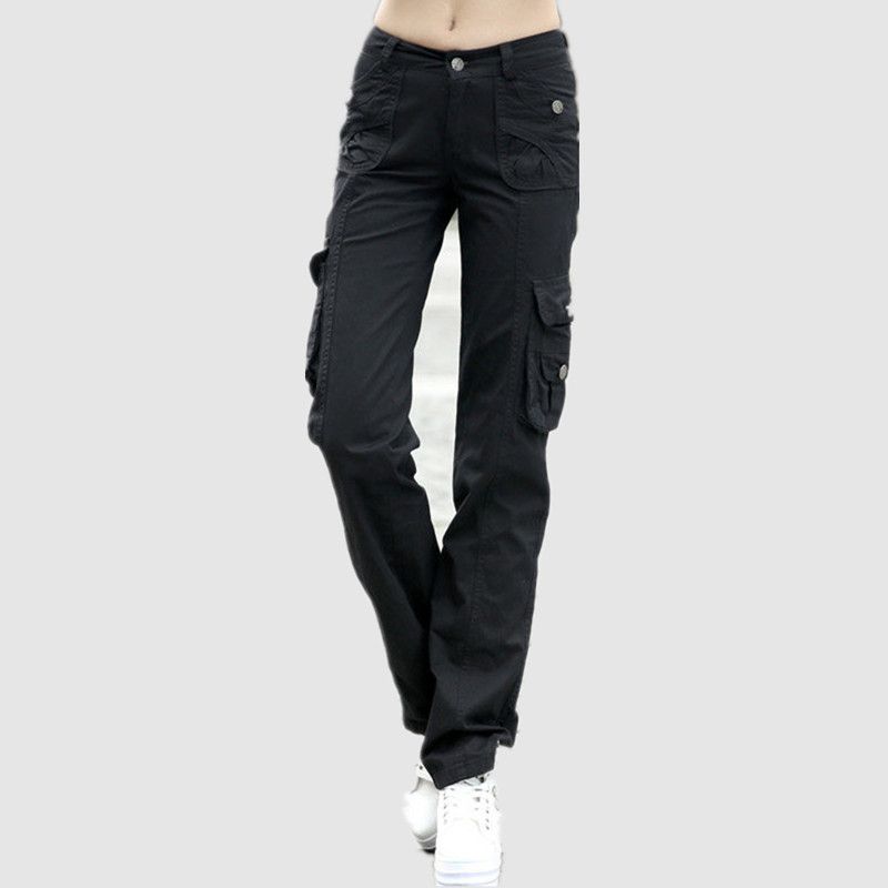 ladies black cargo trousers