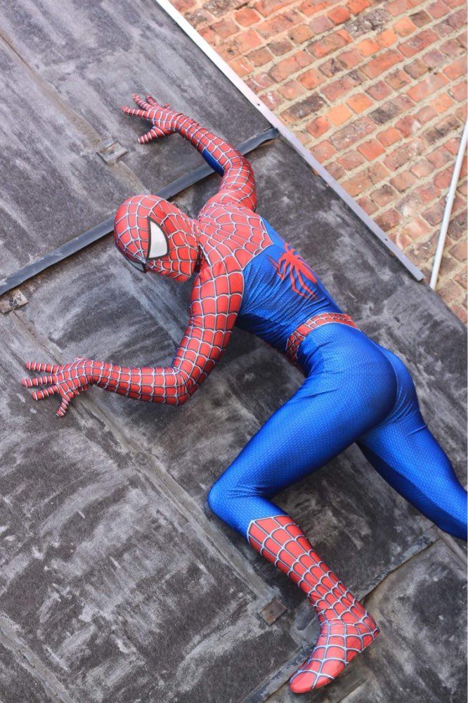 Spiderman Halloween traje para adultos e crianças, bodysuit