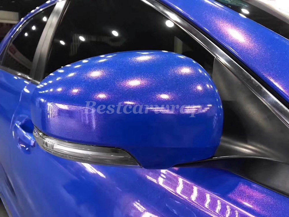 2021 Sparkle Metallic Gloss Blue Red Vinyl Wrap Whole Car Wrap Covering With Air Bubble Free