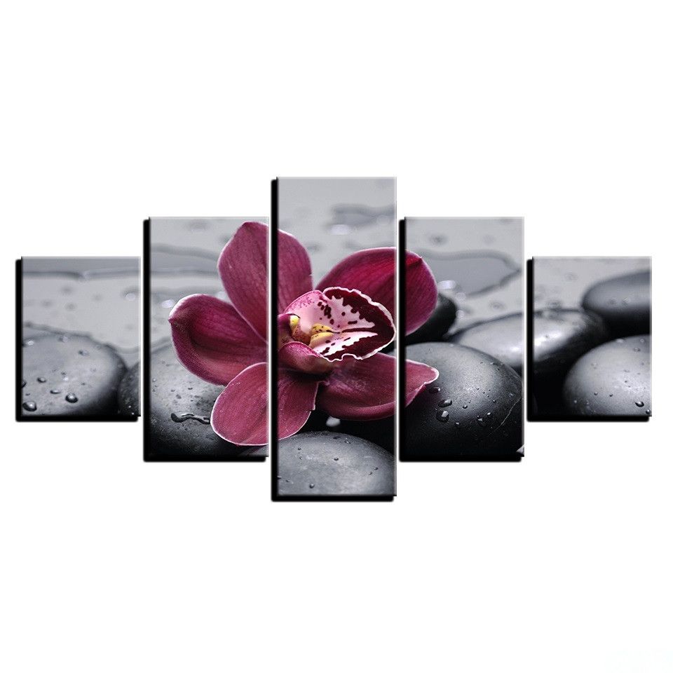 2019 flower posters unframed wall art pictures home decor purple orchid black pebbles hd printed modern painting on canvas from fashion_wallart purple flower posters