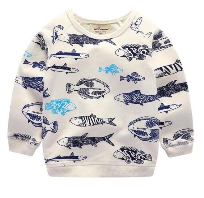 Compre Little Maven Conjuntos De Roupas Infantis Outono Meninos Algodão Marca De Manga Longa Pintados À Mão Peixe Imprimir Camiseta + Calças Sólidas 20168 De Kidsmart5, $178,62 | Pt.Dhgate.Com