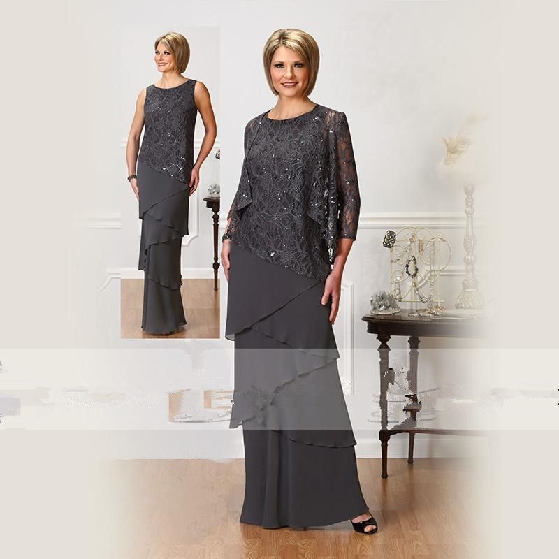 Acquistare Abiti Lunghi La Madre Dello Sposo Con Maniche Lunghe In Chiffon  2019 Cinturini In Chiffon Di Pizzo Vintage Con Giacca Abiti Da Festa La  Madre Della Sposa Economico | Consegna Veloce