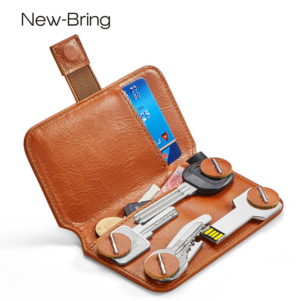 Portable Genuine Leather Key Wallet Holder Organizer Car Keyring Key Chain Pouch