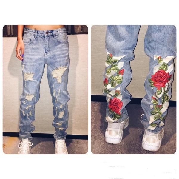 Acquistare Designer Rose Ricamo Denim Jeans Uomo Strappato Patchwork Hole  Moda Pantaloni Pantaloni Moto Biker Jeans Denim Pantaloni Causali Gli  Uomini Economico | Consegna Veloce E Qualità | It.Dhgate