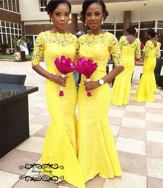 yellow long sleeve bridesmaid dresses