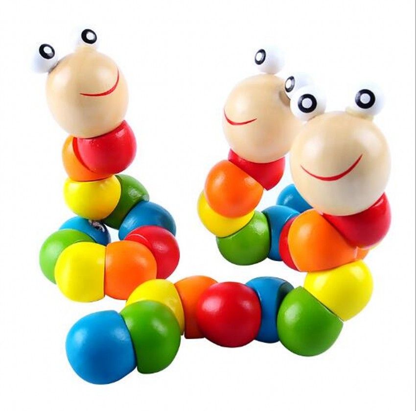wooden caterpillar baby toy