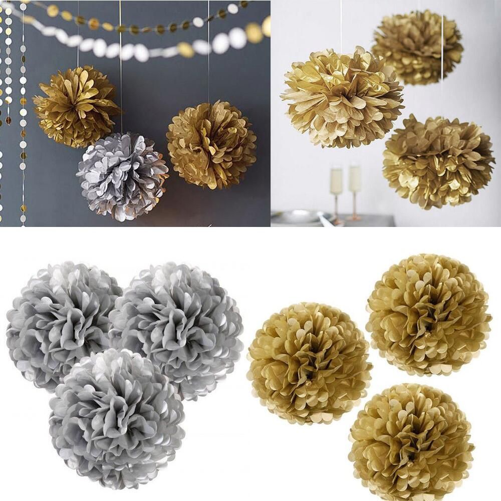 Best And Other Event & Party Supplies Gold Silver Golden Tissue Pom Poms Flower Ball Tissue Paper Pompoms Wedding Party Decoration Craft Flowers For Sale | DHgate.Com