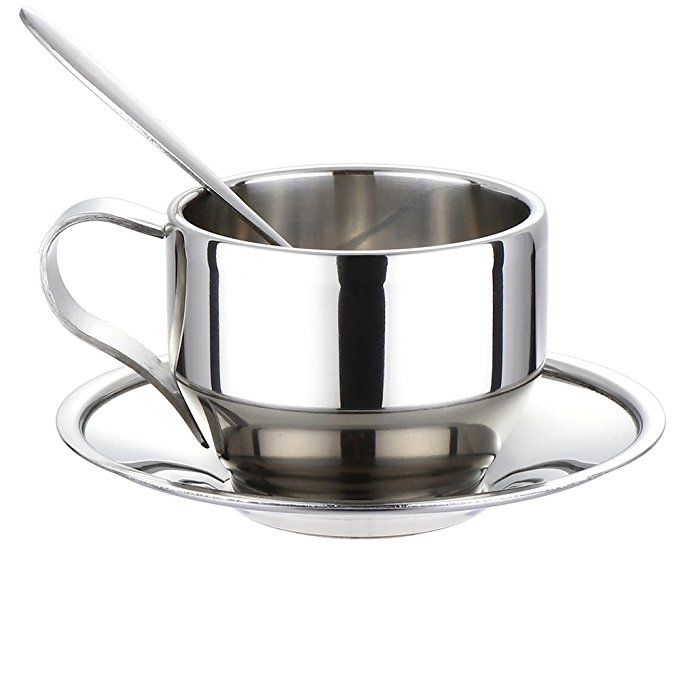 Chase Chic Set di 2 Tazzine da Caffè a Doppia Parete in Acciaio Inox 2 Pz Tazzine Termiche per Casa & Ufficio 118 ml 