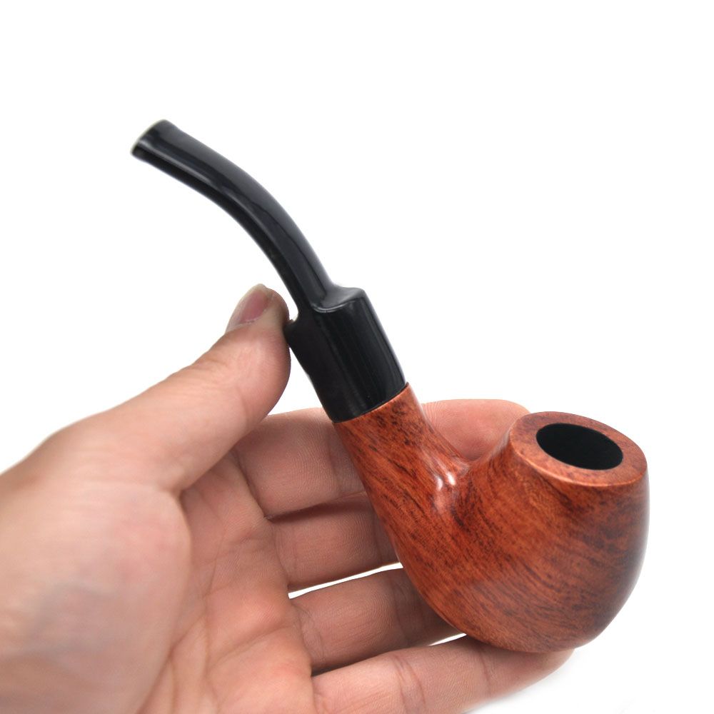 Best And Cheapest Smoking Pipes Bent Red Sandalwood Pipe Set 9mm Filter Tobacco Pipe Smoking