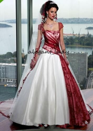wedding dresses with burgundy accents